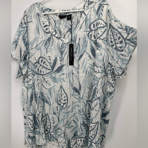 New TAHARI Luxe 100% Linen Soft Slub Knit Hi-Low Hem Tunic Top 3X - Picture 1 of 4
